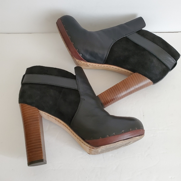 Sam Edelman Black Leather Suede Heel Booties